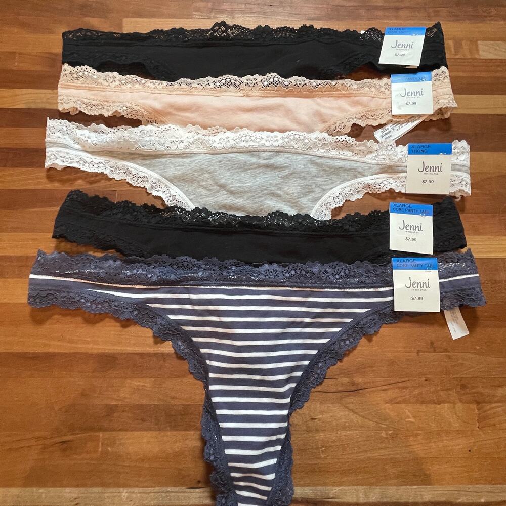 Jenni Women's Lace-Trim Thong panty pack of 5